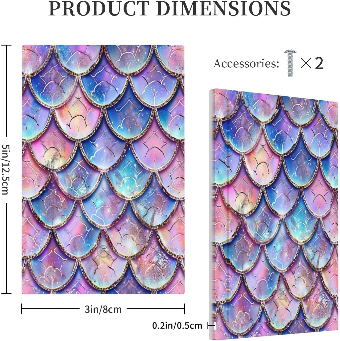 Decorative Switch Covers Plate Cute Pink Purple Mermaid Scales 1 Gang No Device Single Blank Outlet Covers Wall Plate Cover Light Switch Plate Electrical Faceplate for Bedroom Home Decor