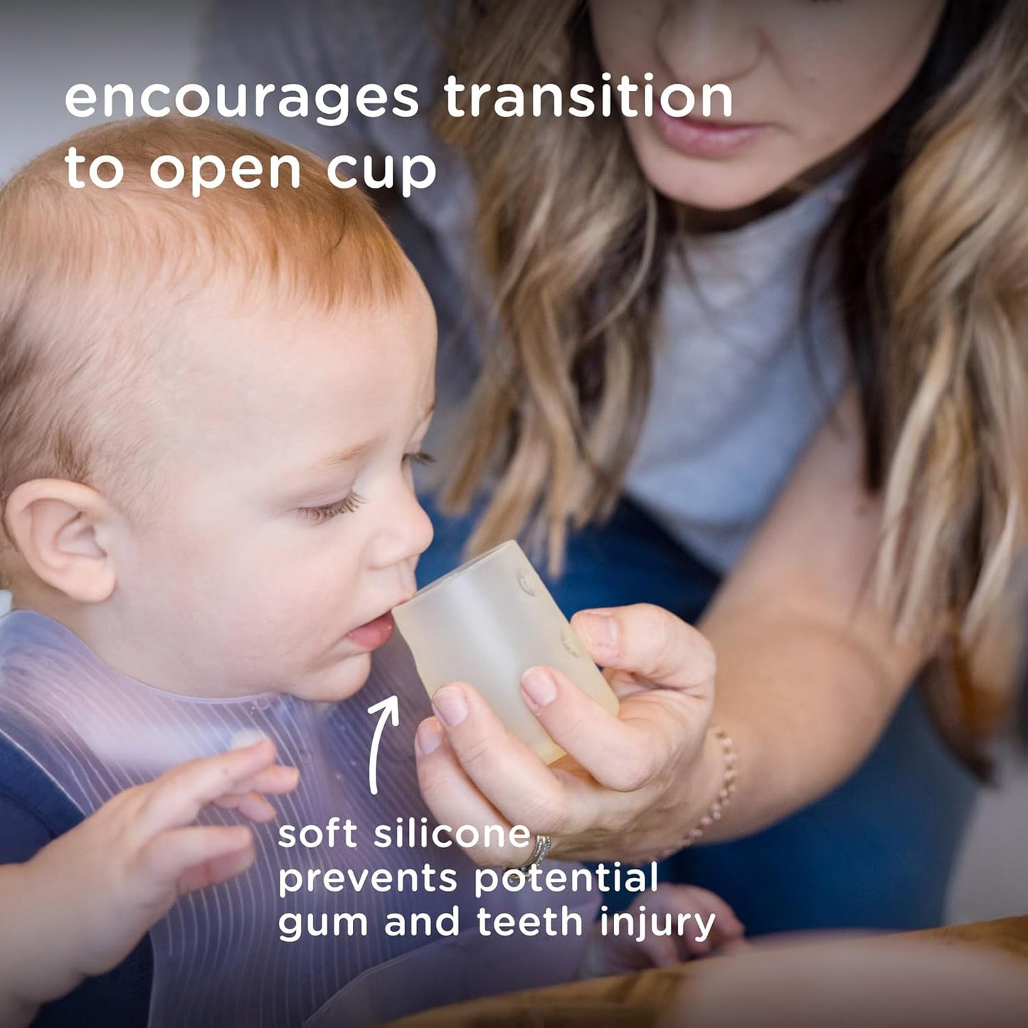 Olababy First Cup | Clear Sense 100% Silicone Infant Trainer Cup | 2oz Medicine Cup for Newborn | Non-Slip & Sloping Design for Tiny Hands & Baby Led Weaning (Mint/Lilac, 2 Cups)