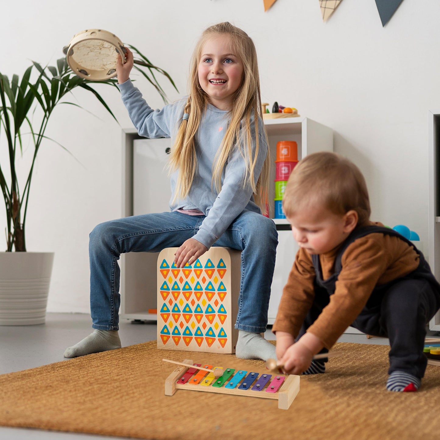 Stoie's Wooden Xylophone for Kids and Toddlers, Kid-Friendly Design, 8 Notes of Rainbow Color