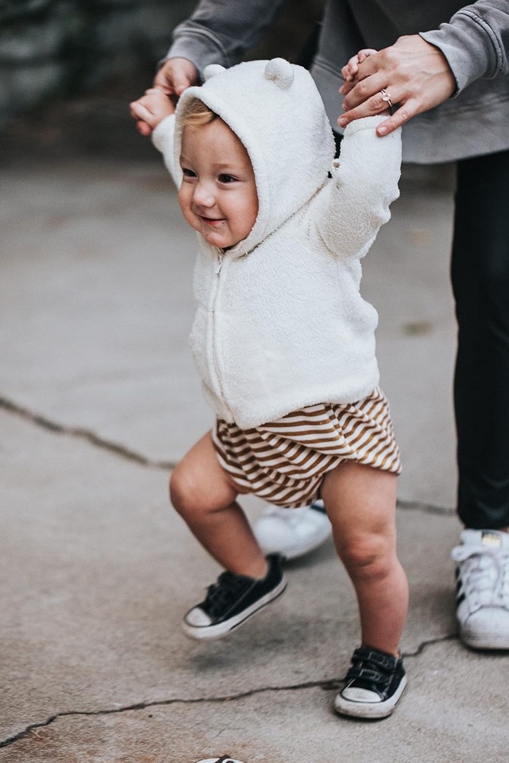 AIWUHE Toddler Boys Girls Hooded Jacket Fleece Hoodie Winter Warm Solid Color Teddy Coat Zip-up Bear Ear Sweater Fall Clothes