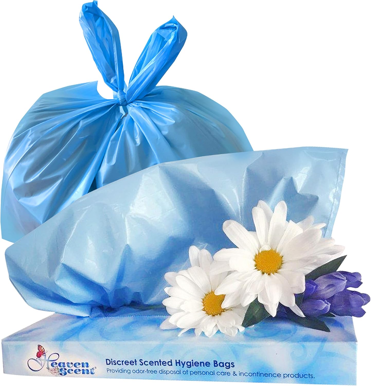 Heaven Scent Hygiene Bags 1.5MIL ULTRA-THICK Discreet Waste Disposal | MADE IN THE USA | Mild Baby Powder Scented Trash Bags for Adult Briefs & Feminine Products - Small, 50 Bags