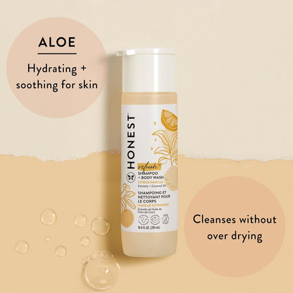 The Honest Company 2-in-1 Cleansing Shampoo + Body Wash and Face + Body Lotion Bundle | Gentle for