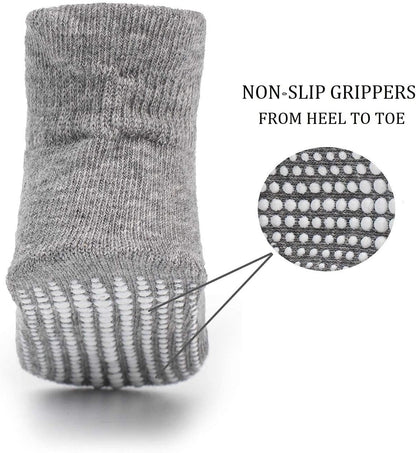 Zaples Baby Non Slip Grip Ankle Socks with Non Skid Soles for Infants Toddlers Kids Boys Girls
