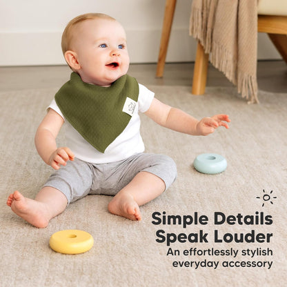 KeaBabies 8-Pack Bandana Bibs for Baby Girls, Boys - Organic Cotton Baby Bibs for Drooling & Teething Newborn, Toddler, Infant 0-36 Months, Extra Soft, Absorbent Cloth with Snaps (Basics)