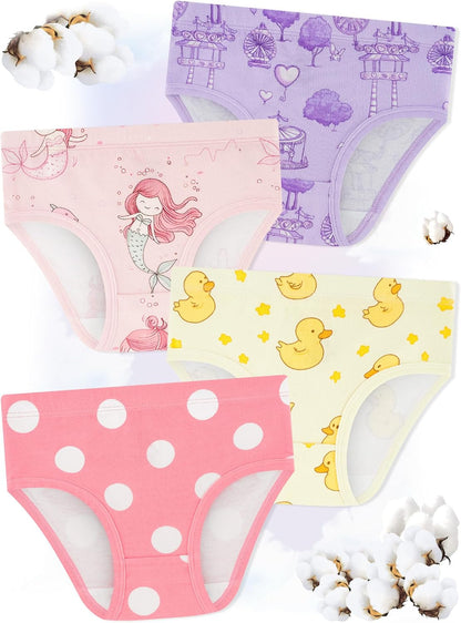 Girls' Underwear,Soft Cotton Tagless Panties for Toddlers' & Little Kids Comfort,Breathable Briefs,8-Pack