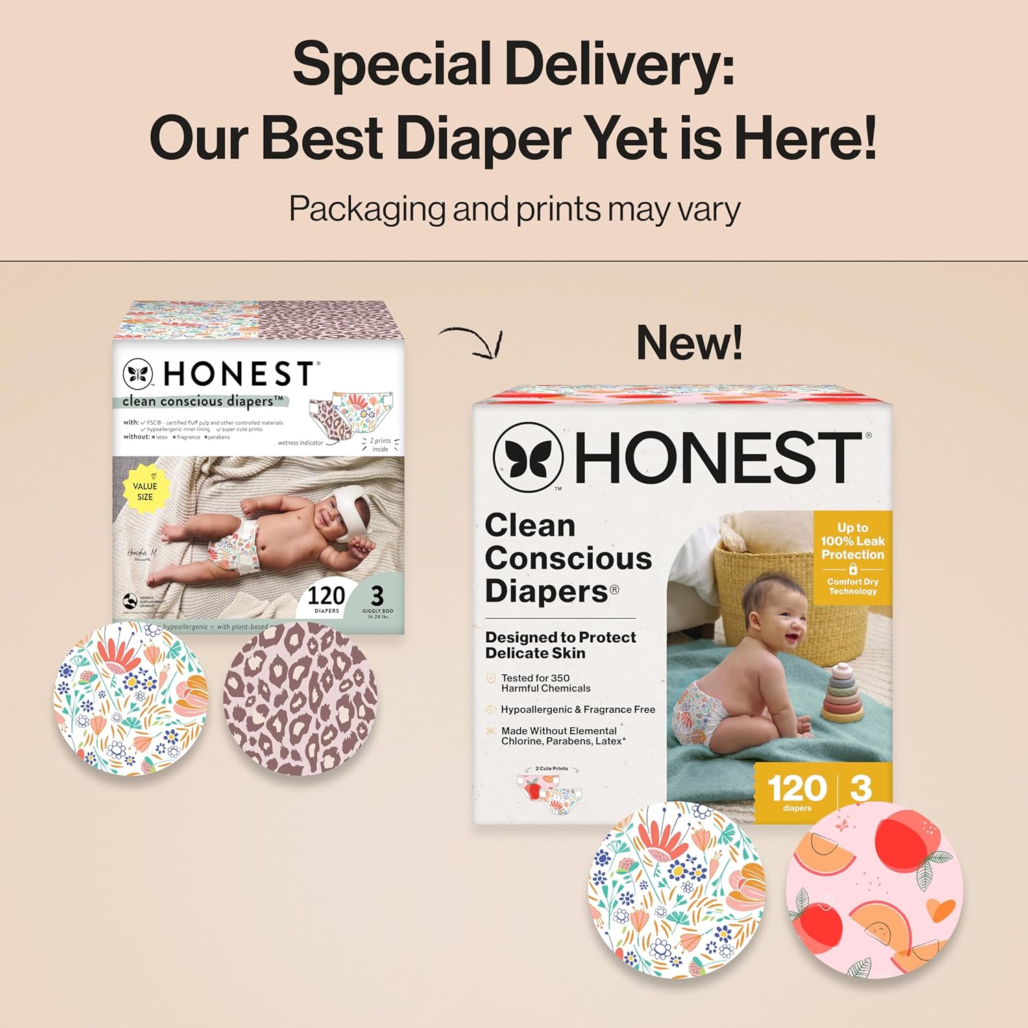 The Honest Company Clean Conscious Diapers for Delicate Skin | Up to 100% Leakproof |