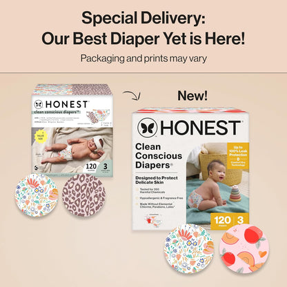 The Honest Company Clean Conscious Diapers for Delicate Skin | Up to 100% Leakproof |