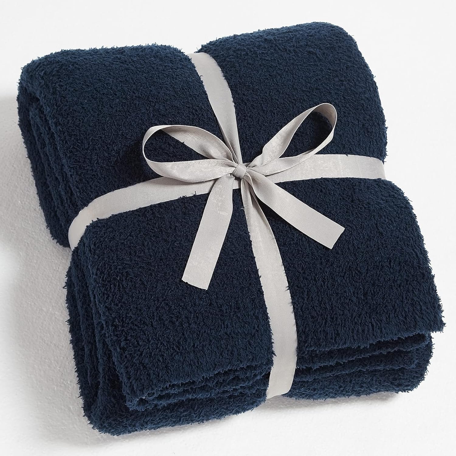 CYMULA Knit Throw Blanket for Couch Navy Blue-Super Soft Lightweight Plush Fuzzy Fluffy Cozy