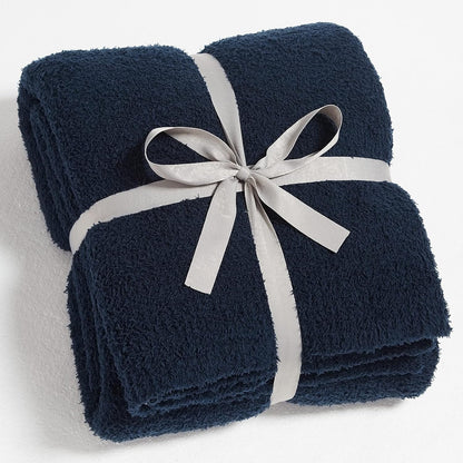 CYMULA Knit Throw Blanket for Couch Navy Blue-Super Soft Lightweight Plush Fuzzy Fluffy Cozy