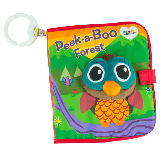 Lamaze Peek-A-Boo Forest Soft Baby Book - Clip-On Cloth Book - Washable Crinkling Fabric Pages for