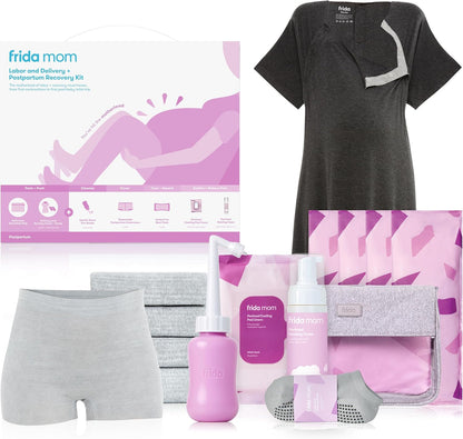 Frida Mom 15pc Labor & Postpartum Kit Gift Set for Baby Showers & Mom to Be, Includes Peri Bottle