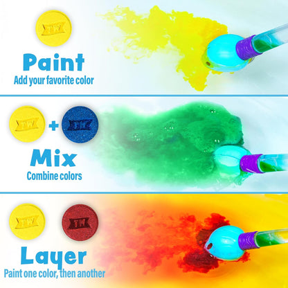 Tub Works® Bath Color Brush™ Kids Bath Bomb Set | Nontoxic & Fragrance-Free | Use Brush to Paint