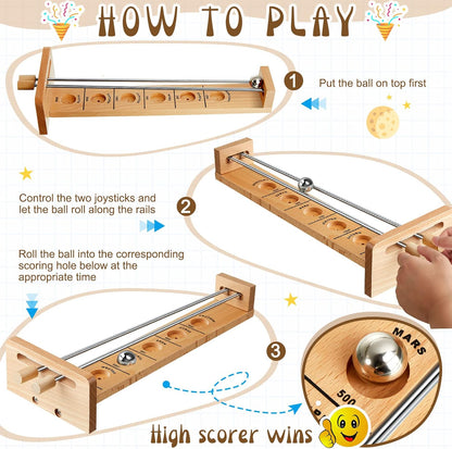 Deekin 2 Set Wooden Tabletop Games Classic Desktop Games Steel Ball Desktop Games Intelligent Exercise Ball Retro Toys for Teens Adults