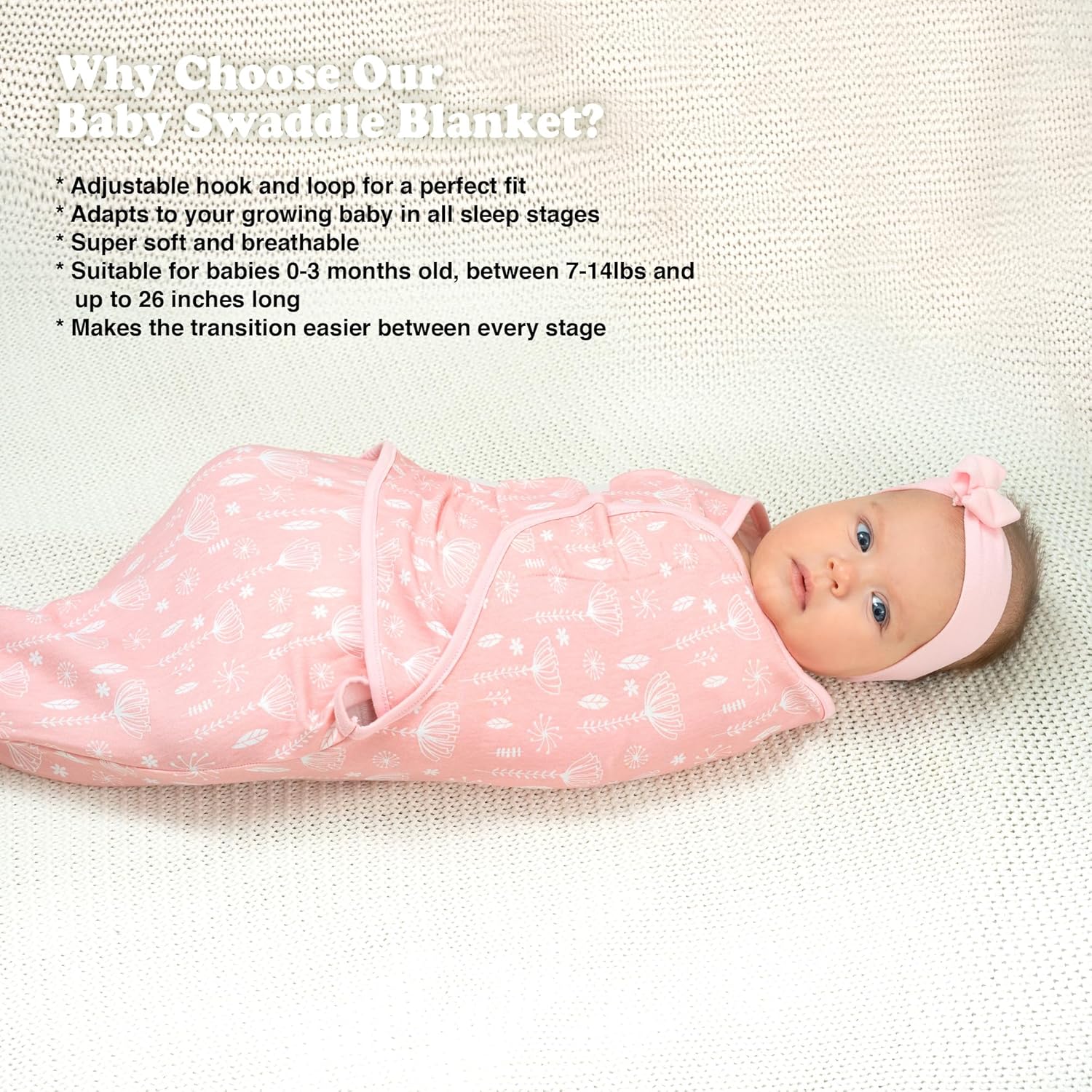 Bublo Baby Organic Preemie Swaddles 4-7 lbs - 3-Pack Premature Babies Swaddle Sleep Sack