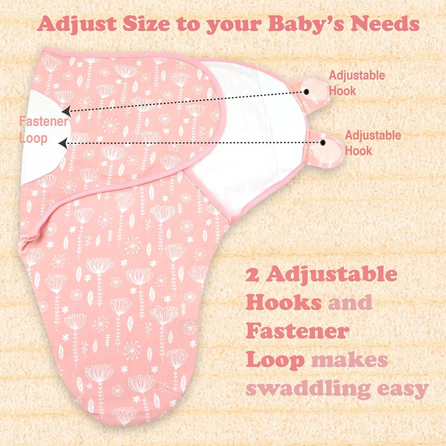 Bublo Baby Swaddles for Newborns – 3-Pack Infant Swaddles 0-3 Months – Adjustable Swaddle Sleep