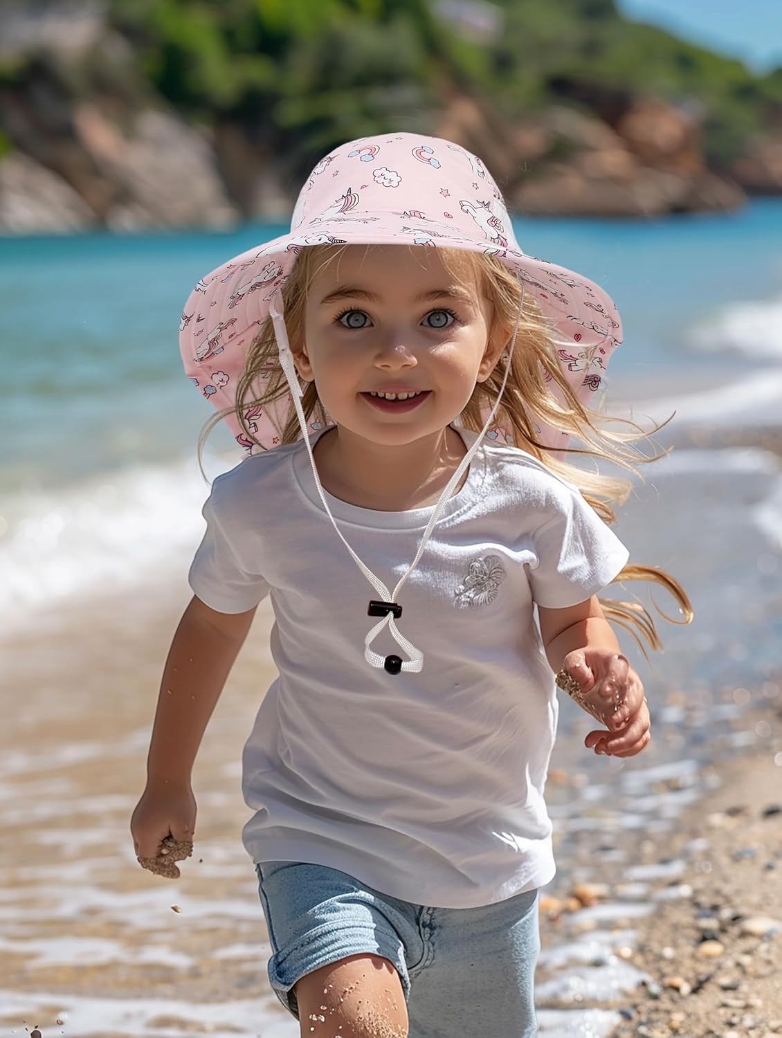 CHUNG Baby Sun Protection Hat Summer Toddler Adjustable UPF 50+ Wide Brim Neck Flap Beach Caps Boys Girls 1-12 Years Kids