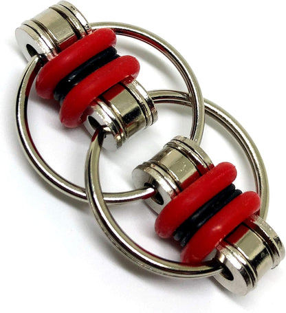 Fidget Roller Chain finger exerciser - Stress Relief Perfect for ADHD, ADD, Anxiety in Office, Studying or work Stocking Stuffers Gifts (3 Piece) (Red)