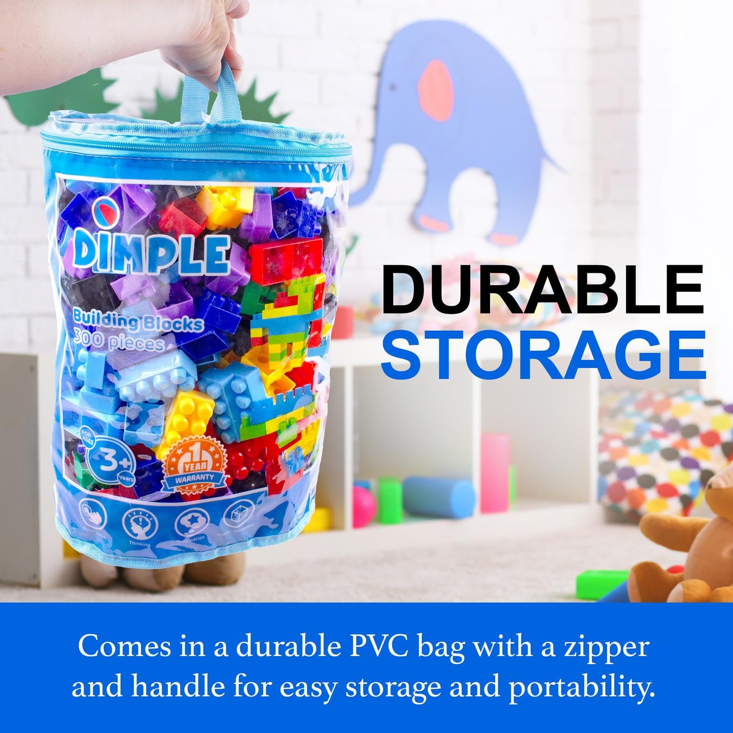 Dimple 300 Piece Large Building Blocks for Toddlers, Kids Interlocking Toys
