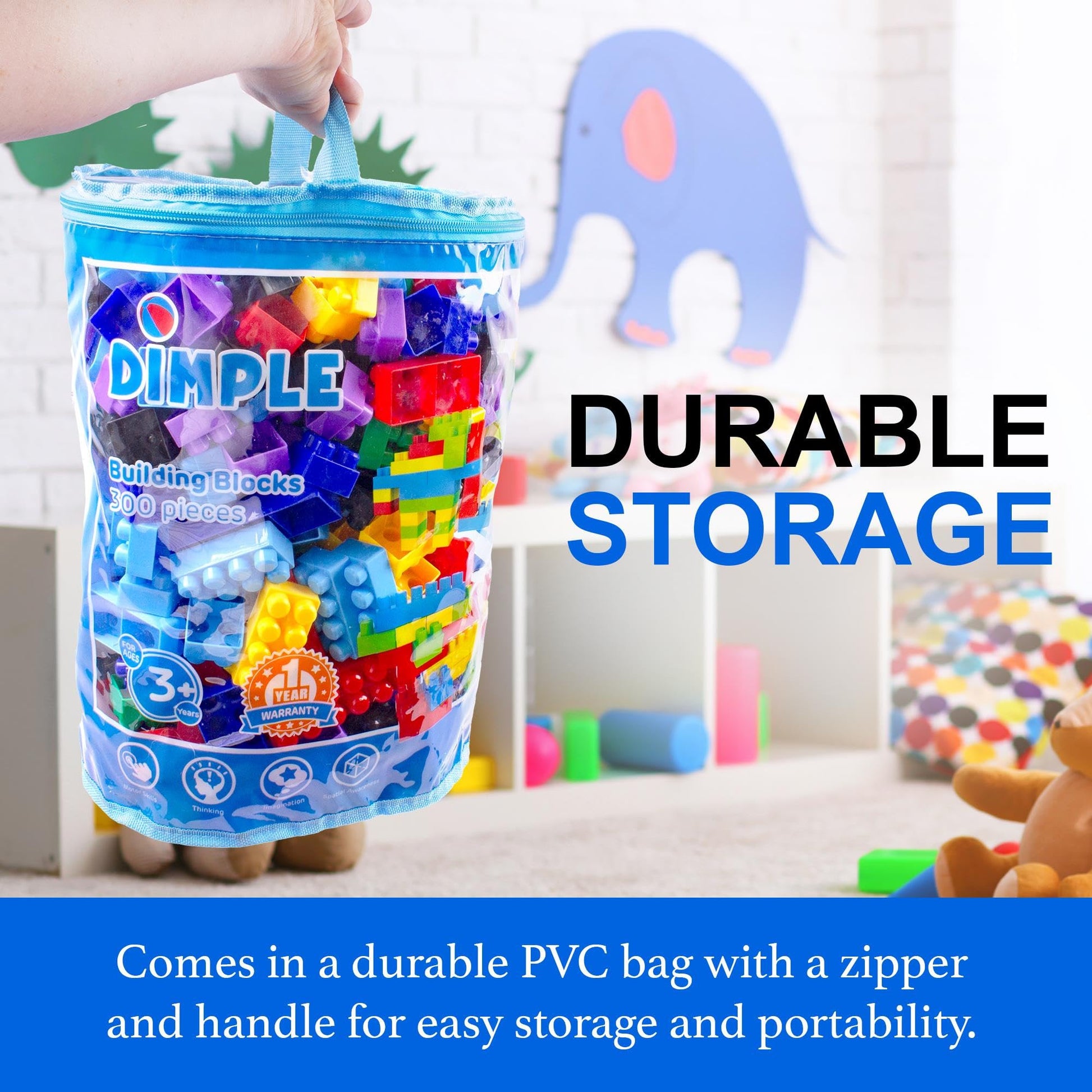 Dimple 300 Piece Large Building Blocks for Toddlers, Kids Interlocking Toys