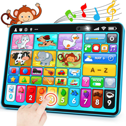 Peacurh Trilingual Learning Toy Tablet with Music & Sound, Montessori Speech Musical Therapy Toys