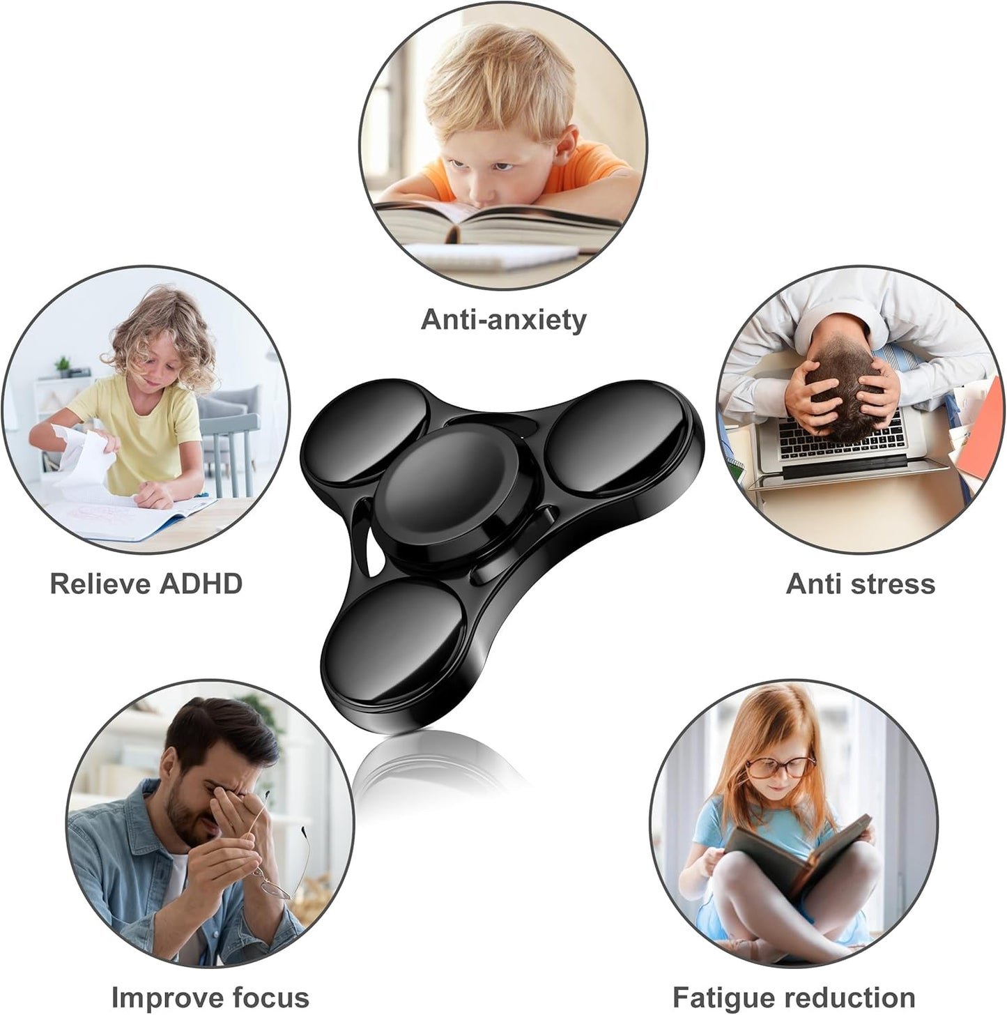 ATESSON Fidget Spinners Toy,Ultra Durable Stainless Steel Bearing High Speed 3-5 Min Precision