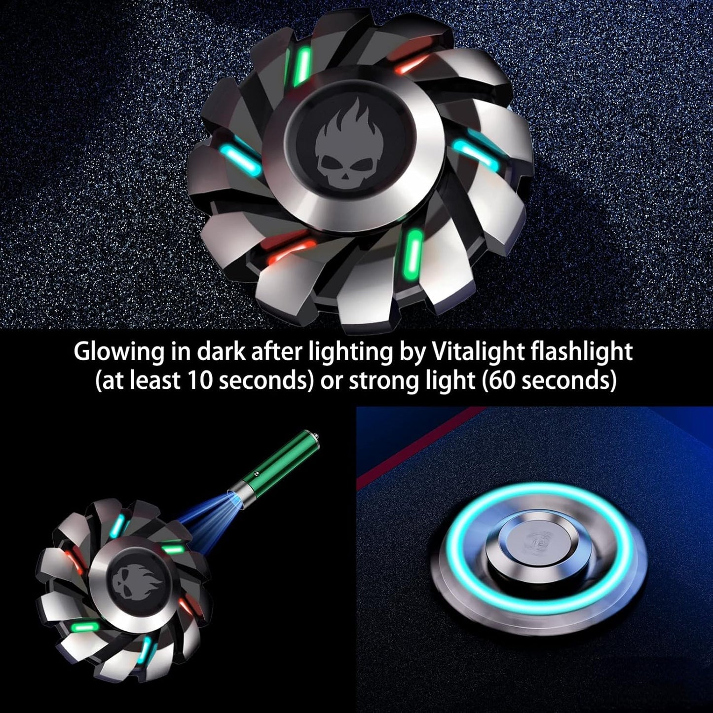 Metal Fidget Spinner High Speed and Silence Colorful Glowing, Cool Mechanical Gear Spinner