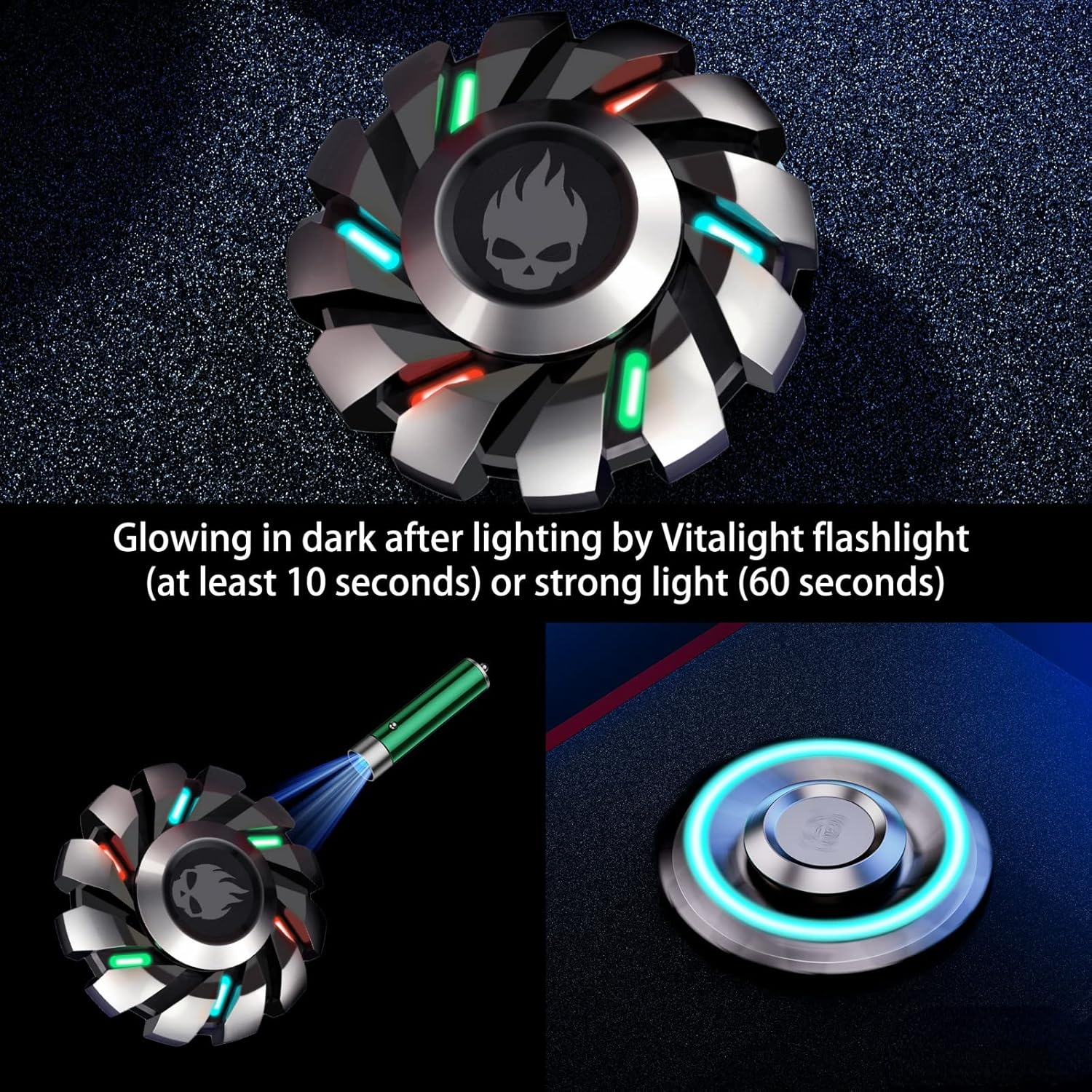 Metal Fidget Spinner High Speed and Silence Colorful Glowing, Cool Mechanical Gear Spinner