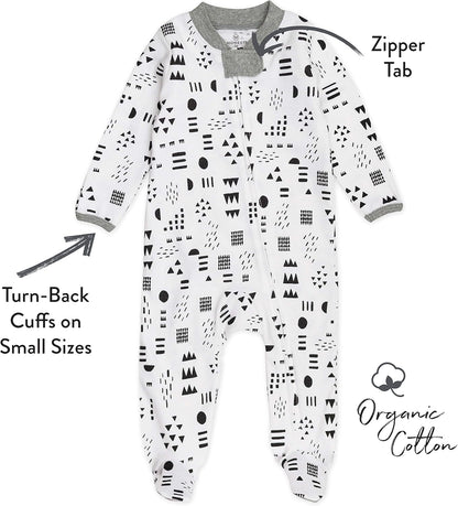 HonestBaby Baby Sleep N' Play One-Piece Zip-Front Footed Organic Cotton Pajama Sleeper