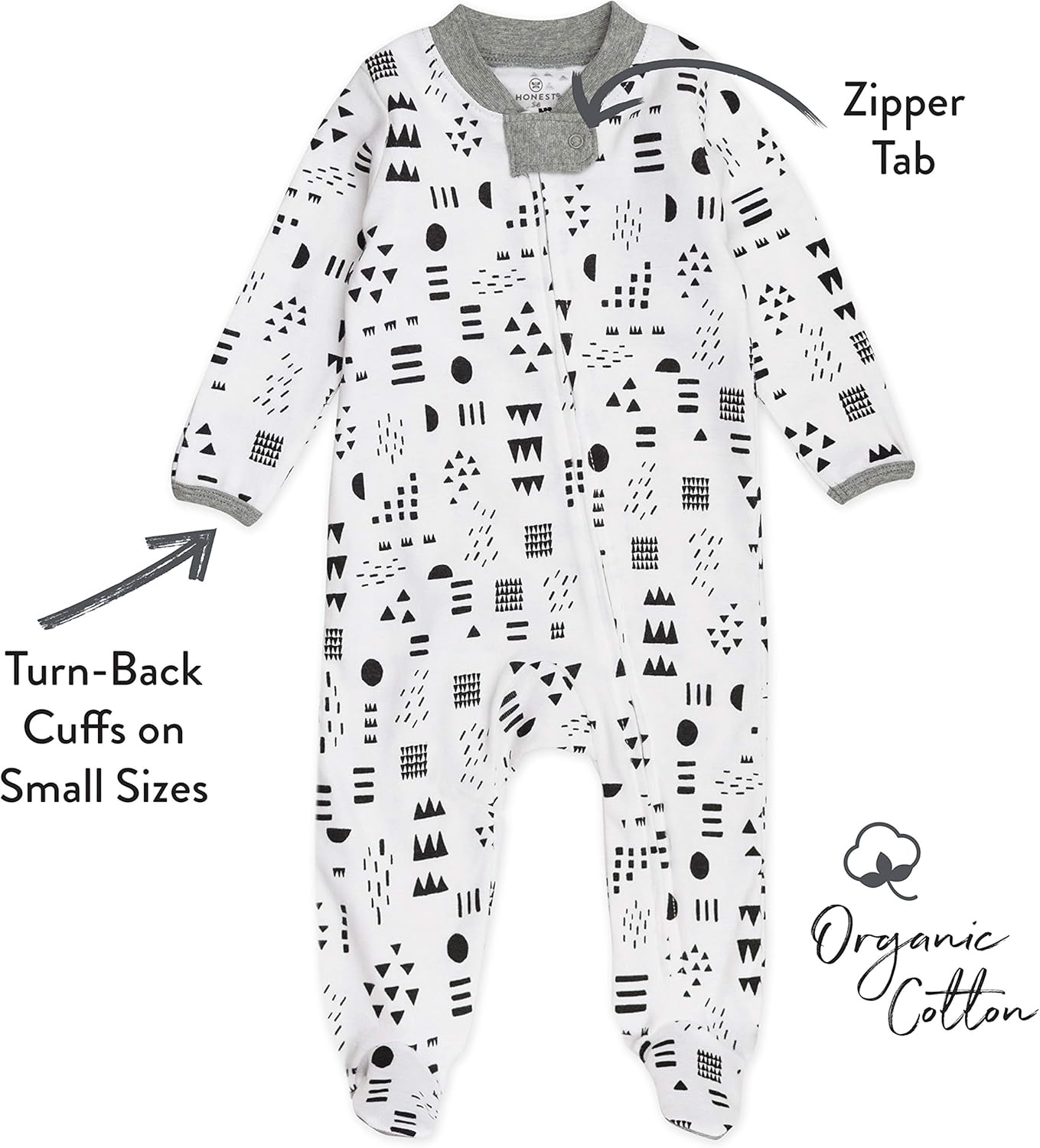 HonestBaby Baby Sleep N' Play One-Piece Zip-Front Footed Organic Cotton Pajama Sleeper