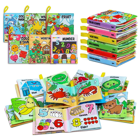 OKOOKO 6 Pack Soft Baby Book, Bath Toy, Soft Cloth Book, Crinkle Book