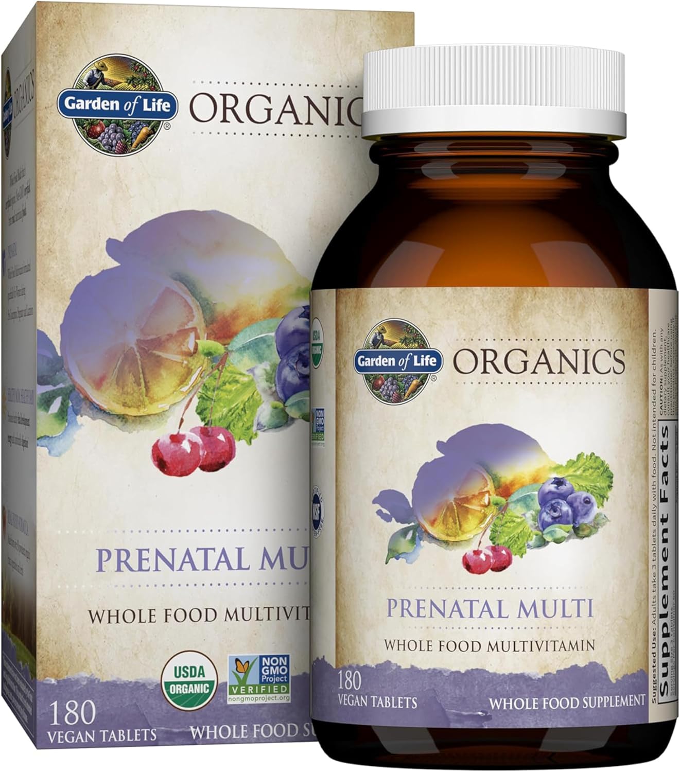 Garden of Life Organics Prenatal Vegan Whole Food Multivitamin Tablets, Folate not Folic Acid &