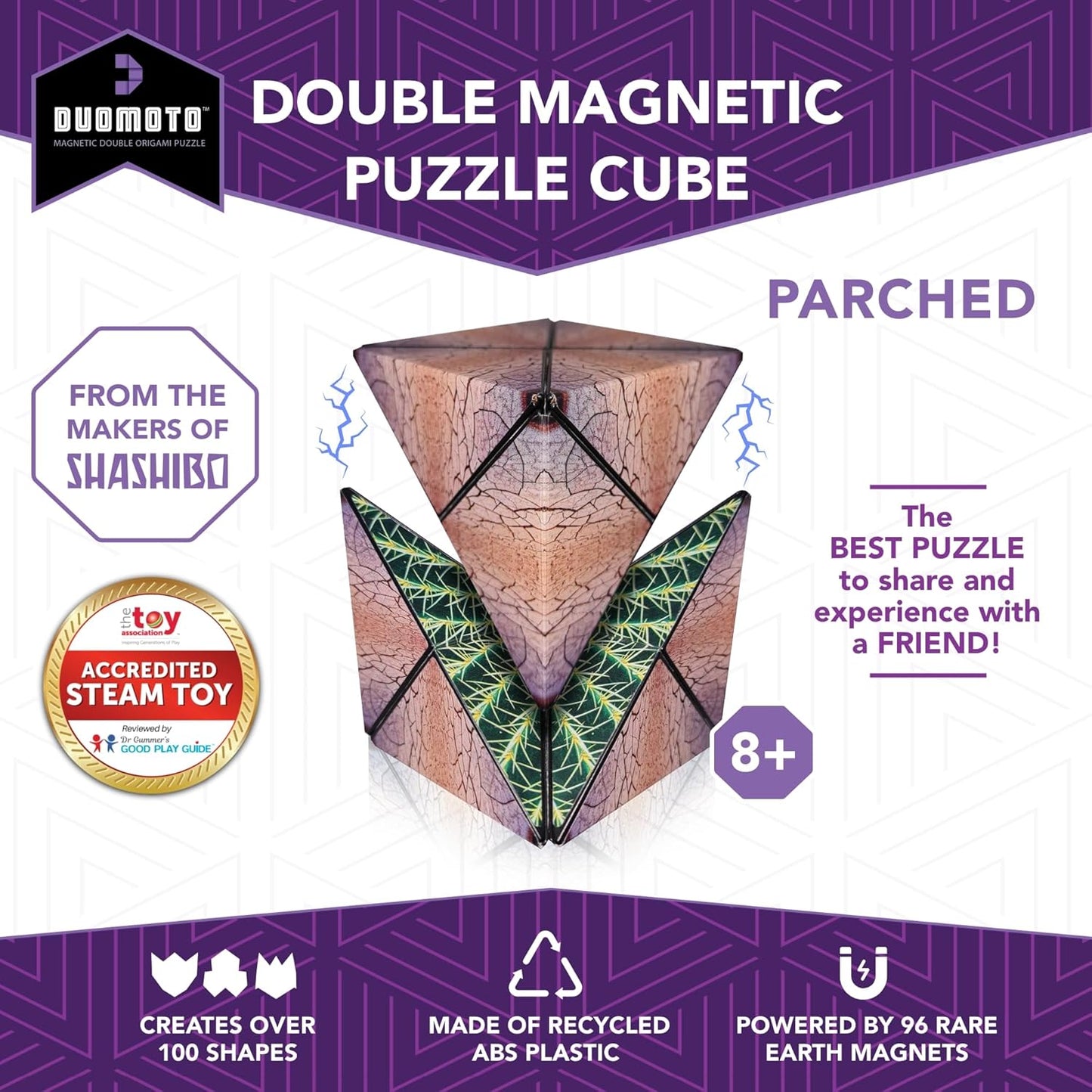 Magnetic Transforming Cube - Shape Shifting Double Creativity Puzzle w/ 96 Rare Earth Magnets