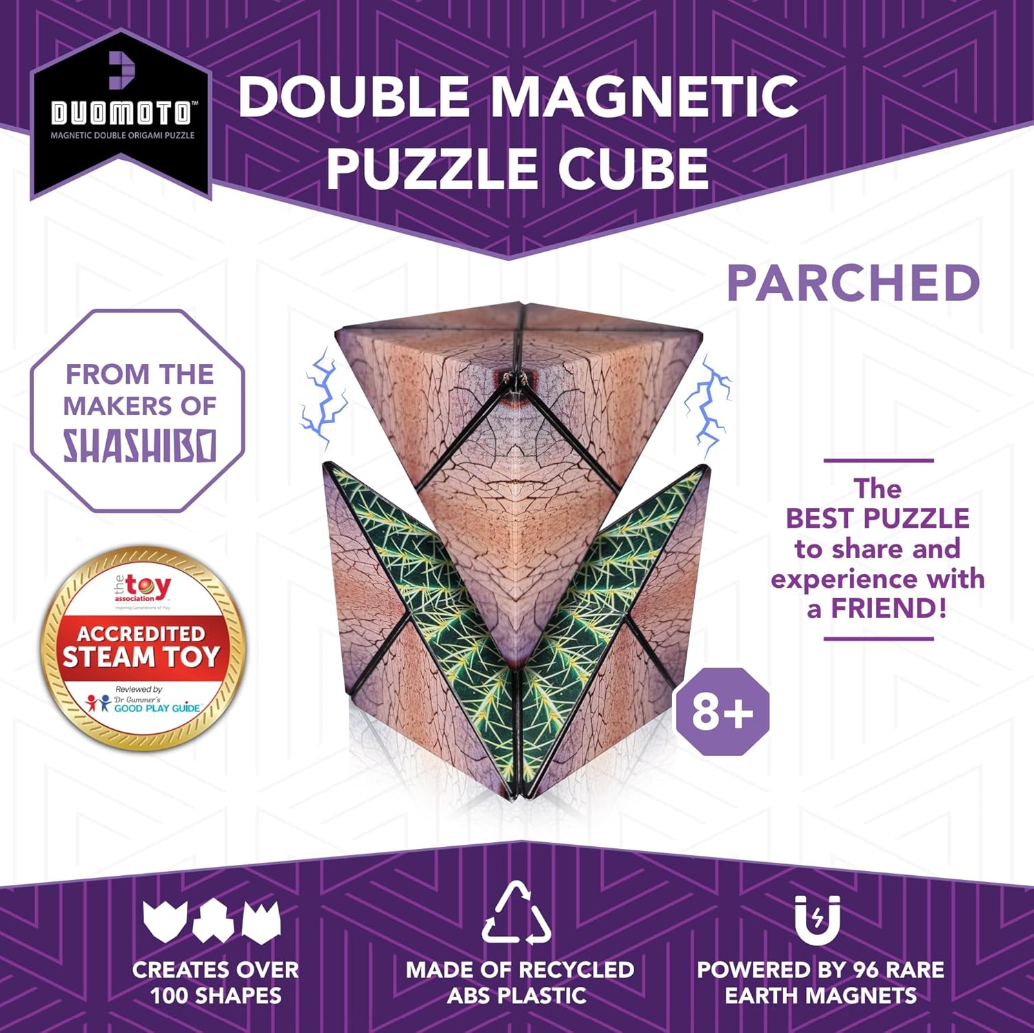 Magnetic Transforming Cube - Shape Shifting Double Creativity Puzzle w/ 96 Rare Earth Magnets