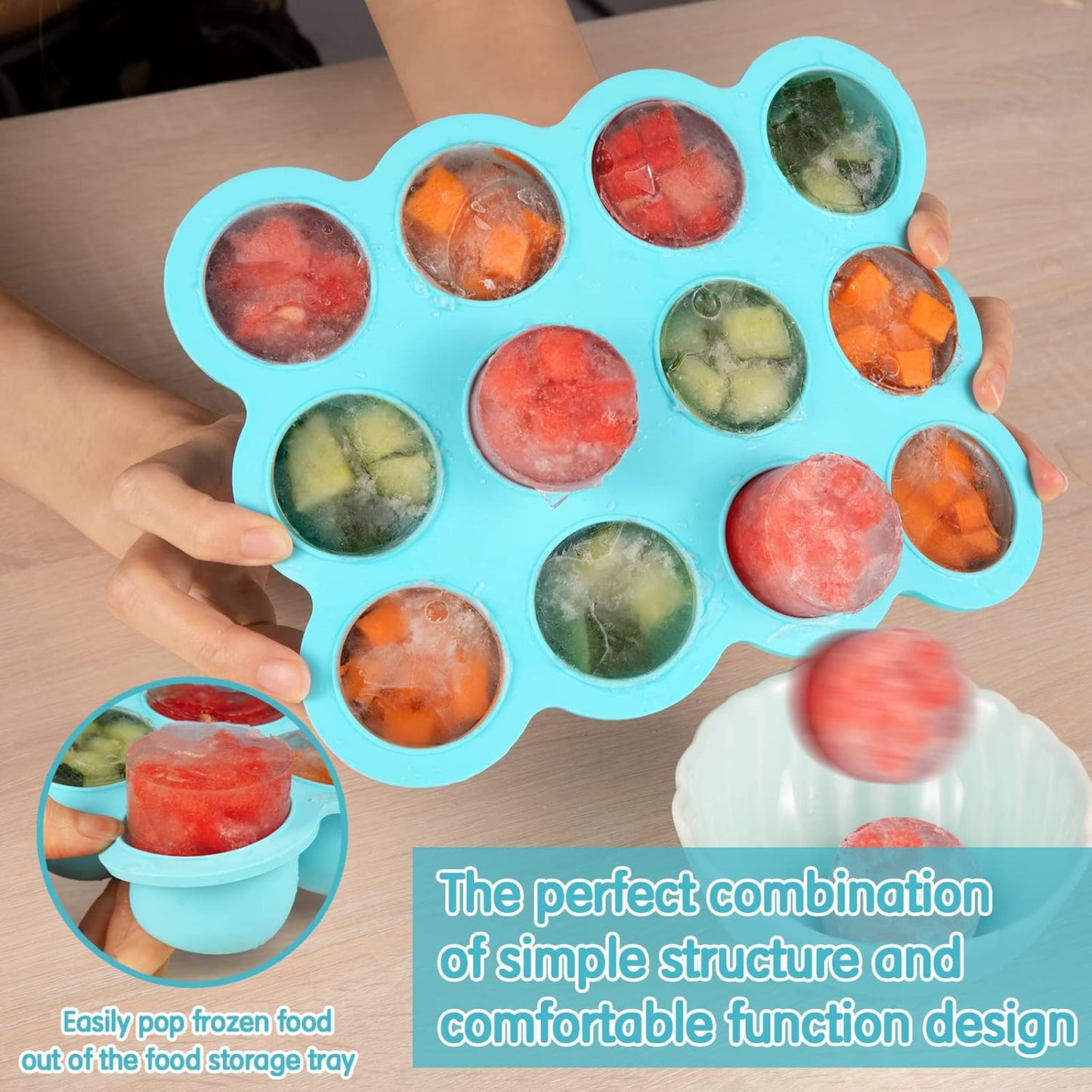 Baby Food Storage Container - 12 x 1.5OZ Freezer Tray With Cover, Food Grade Silicone Container for