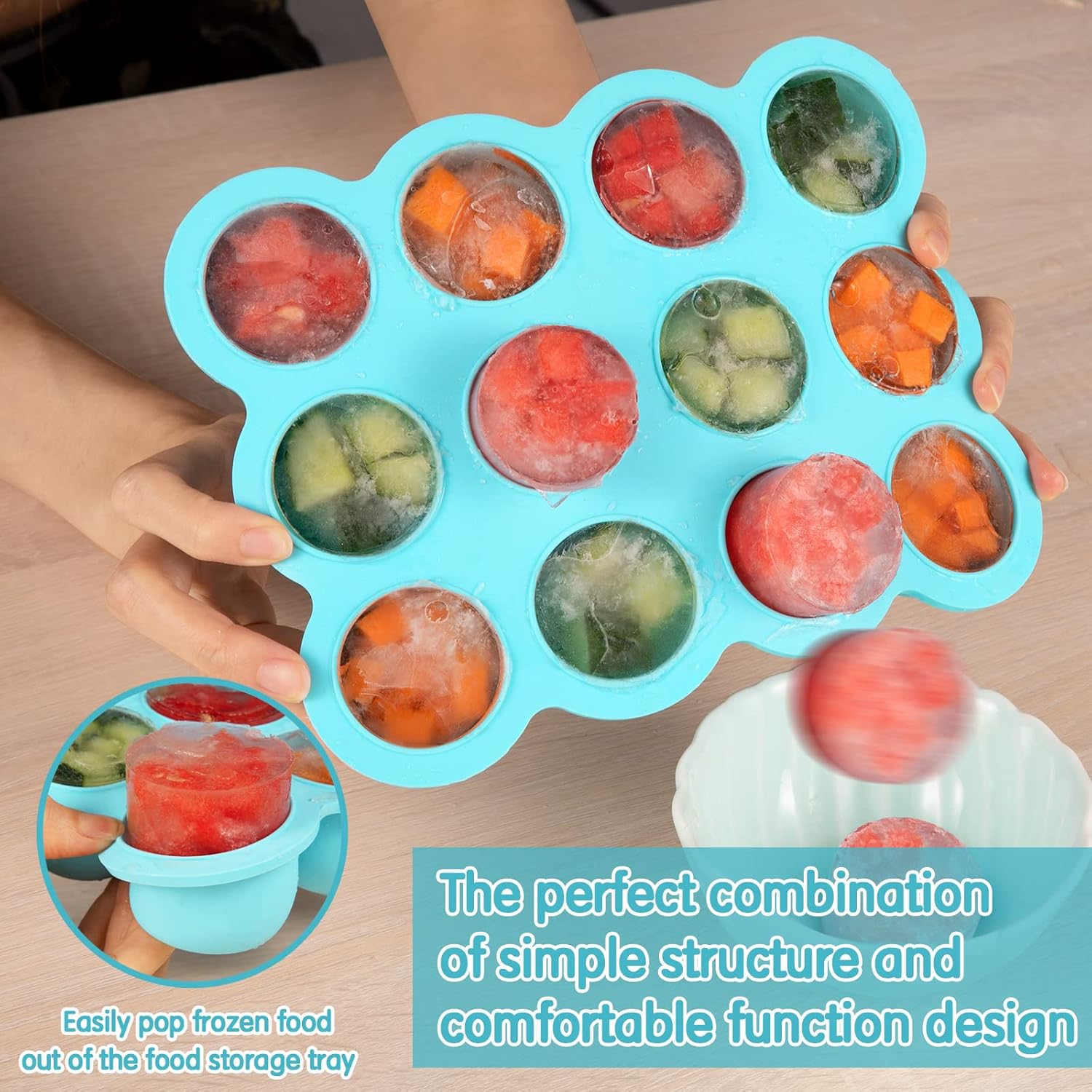 Baby Food Storage Container - 12 x 1.5OZ Freezer Tray With Cover, Food Grade Silicone Container for