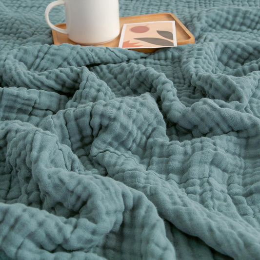 EMME Muslin Throw Blanket 100% Cotton Blankets for Couch Breathable Gauze All Season Soft and