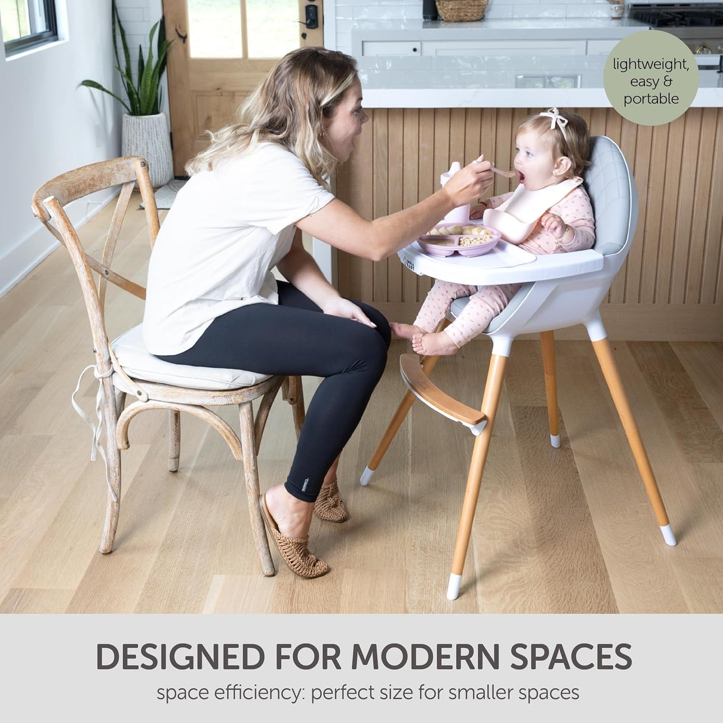 Convertible High Chair for Babies, Toddlers, Kids & Children - Wooden Highchair with Adjustable