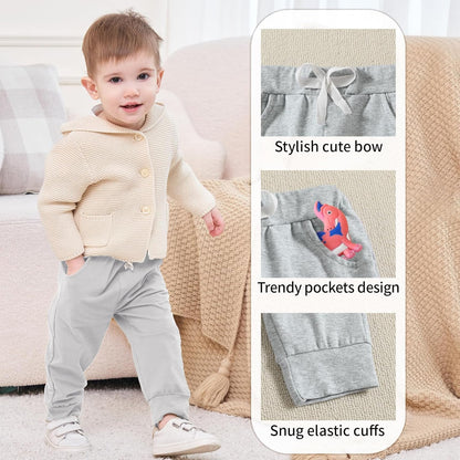 DREAM BUS Pack of 3 Toddler Jogger Pants with Pocket Toddler Boy Sweatpants Baby Boy Pants Infant Newborn Leggings