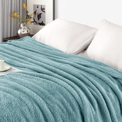 Exclusivo Mezcla Fleece Throw Blanket for Couch Sofa, Soft Warm and Fluffy Blankets for Women Men Girls Kids, Suitable for All Seasons, Slate Blue, 50x60 Inches