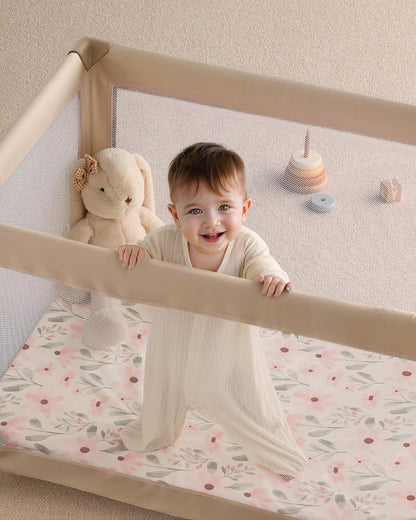 Yoofoss Pack and Play Sheets Girl 2 Pack, 38x26 Mini Crib Sheets Fitted for Baby Compatible with