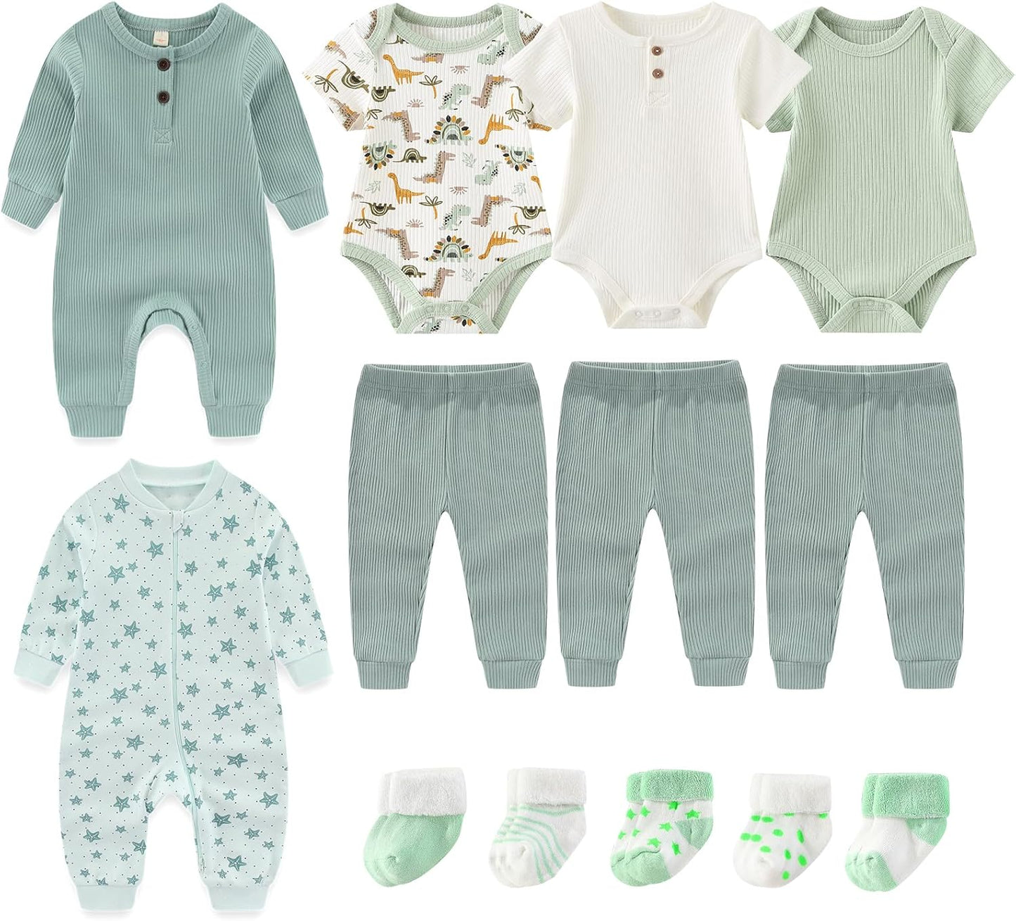 Baby Bodysuit and Pant Sets Ribbed Romper Soft Newborn Boy Girl Clothes Outfits Layette Gift Set