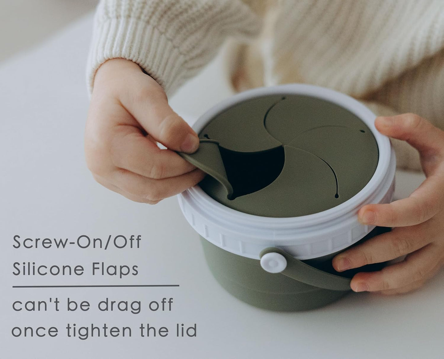 No Spill Silicone Toddler Snack Containers, Detachable Silicone Flap for Filling&Cleaning