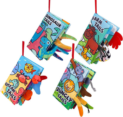 4 Pack Baby Books 0-6 Months, 4PCS Crinkle Books for Babies, Touch and Feel Sensory Books for Babies, Infant Toys 0-6 Months, Soft Fabric Toy Shower Gift, Baby Crinkle Book - 4 Pack Blue