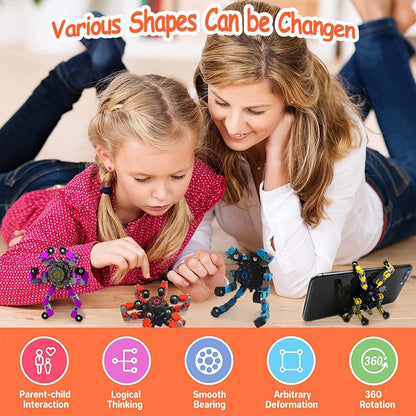 16 Packs Funny Sensory Fidget Toys,Deformable Chain DIY Robot Spinners Fingertip Stress Relief Gyro Toy Birthday Gifts Goodie Bag Easter Basket Stuffers Classroom Prizes Party Favors for Kids Adults