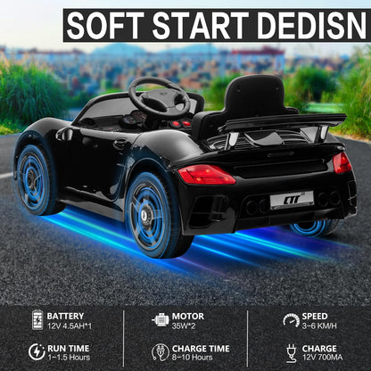 Licensed RUF CTR3 12V Kids Electric Car with Parent Remote Control, 2 Motors, 3 Speeds, LED Lights, MP3 Player | Battery Powered Ride-On Toy for Kids to Drive - Black