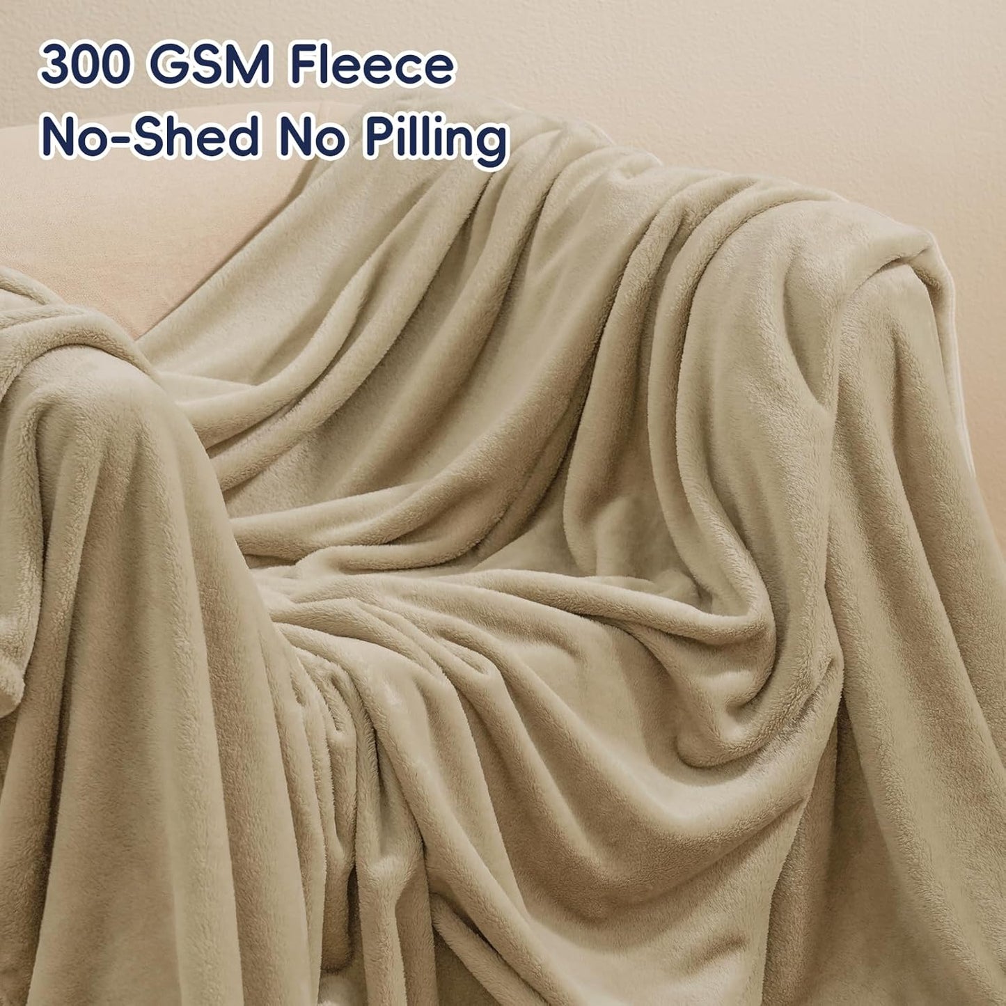 PHF Ultra Soft Fleece Blanket Queen Size, No Shed No Pilling Luxury Plush Cozy 300GSM Lightweight