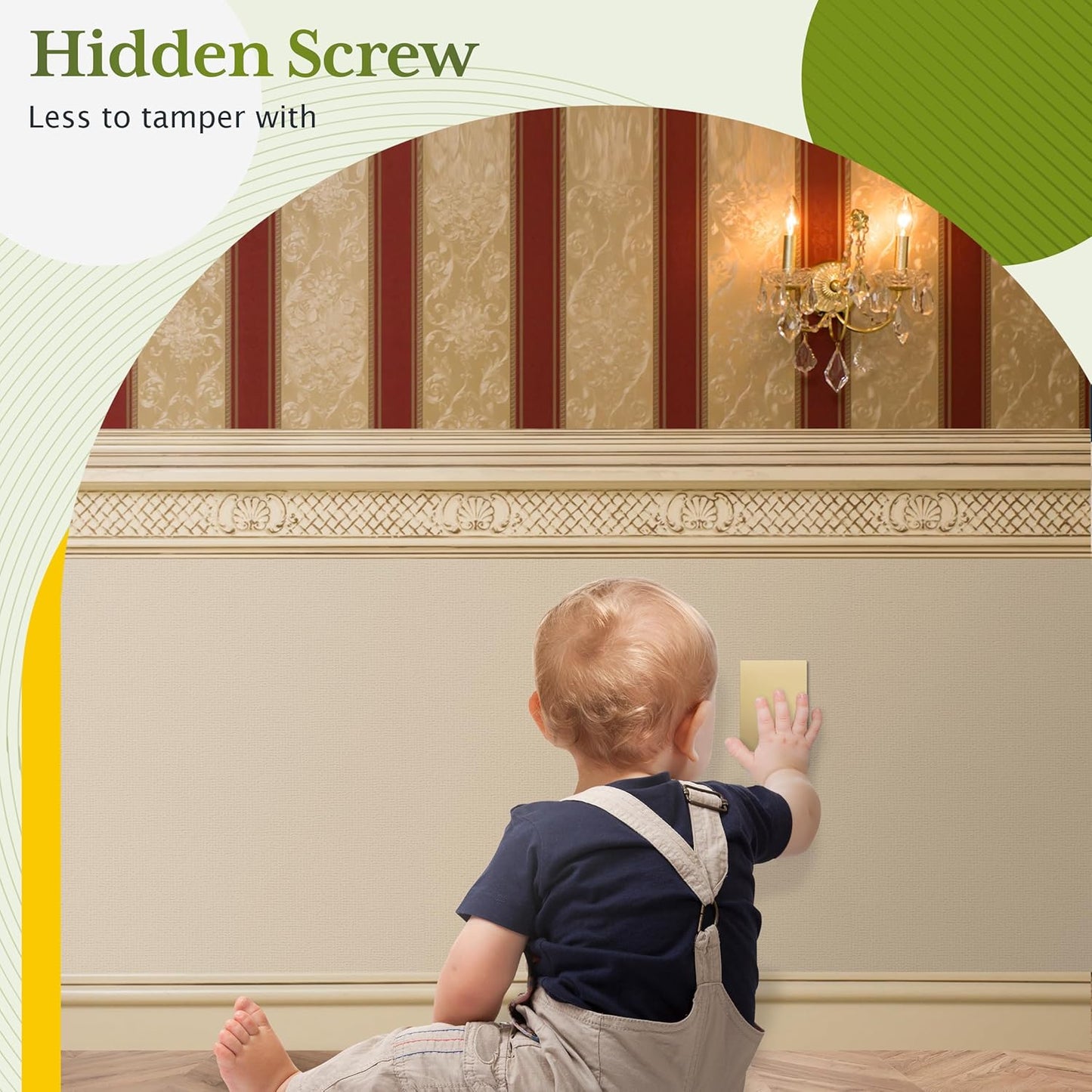 TG Mid-Size Screwless Blank Wall Plate, Child Safe Blank Device Outlet Cover, Medium Size 1-Gang 4.88" H x 3.11" L, Polycarbonate Thermoplastic, UL Listed, SP-MB1-GD5P, Gold (5 Pack)