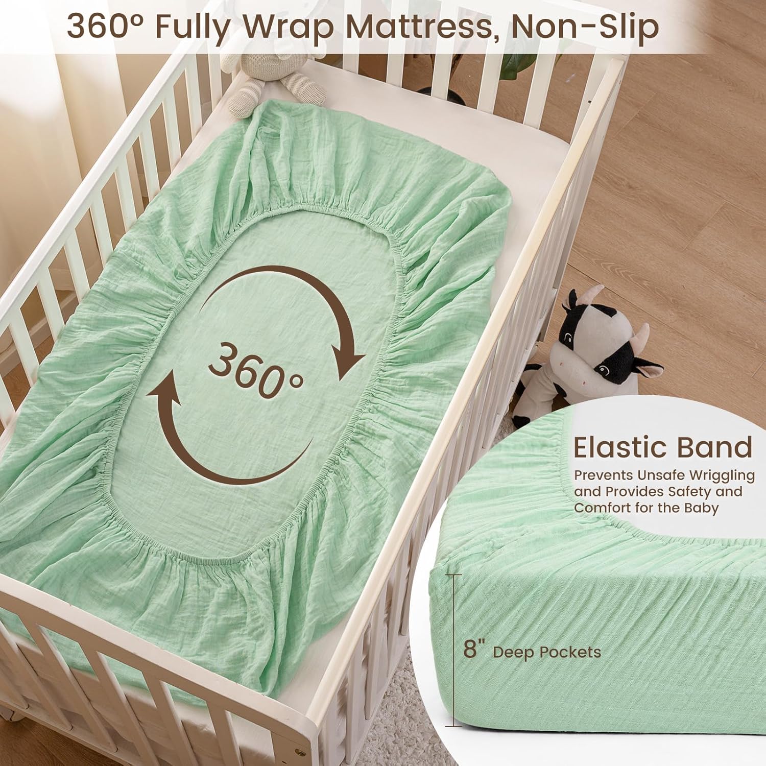 david's kids Muslin Crib Sheets for Boys Girls, 2 Pack 100% Cotton Soft Breathable Fitted Baby