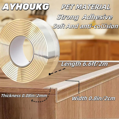 Clear Edge Protector Strip,0.78in Width x80in Length,Table Corner Protectors Tape,Self Adhesive Protective Corner Bumper for Cabinet Doors, desks, Glass, Dining Tables, Furniture, Kitchen countertops