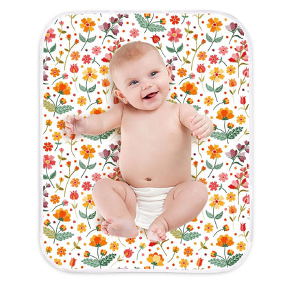 Diaper Changing Pads for Baby, Flower Change Mat, 3Layers Waterproof Change Pad Foldable Absorbent Mats for Women, Reusable Incontinence Underpads for Patient 24''x30''